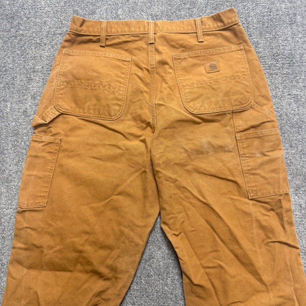 VTG Carhartt Carpenter Pants Men's 34x34 B11 BRN Canvas Workwear Faded Dungaree